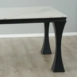 Melody Marble Dining Table  - Black Legs 200cm x 100cm