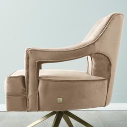 Burton Beige Velvet Occasional Chair - Brushed Champagne Gold Stainless Steel Legs