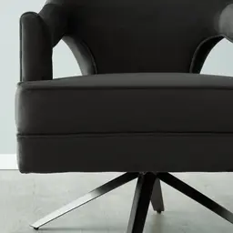 Burton Charcoal Velvet Occasional Chair - Brushed Black Nickel Stainless Steel Legs