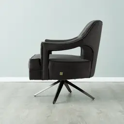 Burton Charcoal Velvet Occasional Chair - Brushed Black Nickel Stainless Steel Legs