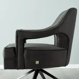 Burton Charcoal Velvet Occasional Chair - Brushed Black Nickel Stainless Steel Legs