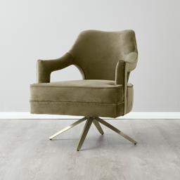 Burton Olive Green Velvet Occasional Chair - Brushed Champagne Gold Stainless Steel Legs