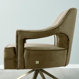Burton Olive Green Velvet Occasional Chair - Brushed Champagne Gold Stainless Steel Legs