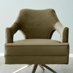 Burton Olive Green Velvet Occasional Chair - Brushed Champagne Gold Stainless Steel Legs