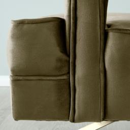 Burton Olive Green Velvet Occasional Chair - Brushed Champagne Gold Stainless Steel Legs