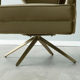 Burton Olive Green Velvet Occasional Chair - Brushed Champagne Gold Stainless Steel Legs