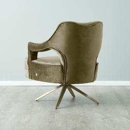 Burton Olive Green Velvet Occasional Chair - Brushed Champagne Gold Stainless Steel Legs