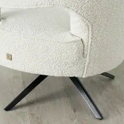 Burton Cream Boucle Occasional Chair - Black Metal Legs