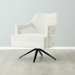 Burton Cream Boucle Occasional Chair - Black Metal Legs