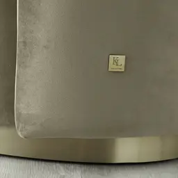 Reina Asymmetrical Beige Velvet Chair  - Brushed Champagne Gold Stainless Steel Legs Left Apex