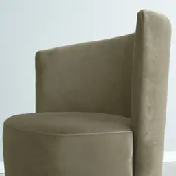 Reina Asymmetrical Beige Velvet Chair  - Brushed Champagne Gold Stainless Steel Legs Left Apex