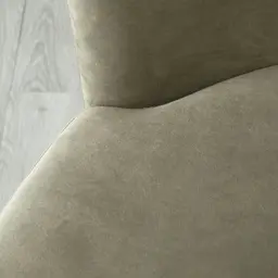 Reina Asymmetrical Beige Velvet Chair  - Brushed Champagne Gold Stainless Steel Legs Left Apex