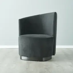 Reina Asymmetrical Charcoal Velvet Chair - Brushed Black Nickel Stainless Steel Legs Left Apex