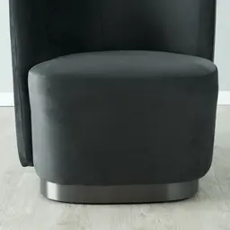 Reina Asymmetrical Charcoal Velvet Chair - Brushed Black Nickel Stainless Steel Legs Left Apex