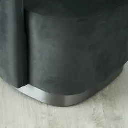 Reina Asymmetrical Charcoal Velvet Chair - Brushed Black Nickel Stainless Steel Legs Left Apex