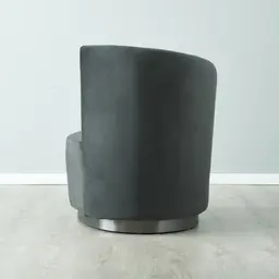 Reina Asymmetrical Charcoal Velvet Chair - Brushed Black Nickel Stainless Steel Legs Left Apex