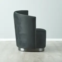 Reina Asymmetrical Charcoal Velvet Chair - Brushed Black Nickel Stainless Steel Legs Left Apex