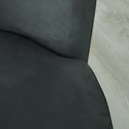 Reina Asymmetrical Charcoal Velvet Chair - Brushed Black Nickel Stainless Steel Legs Left Apex