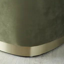 Reina Asymmetrical Olive Green Velvet Chair - Brushed Champagne Gold Stainless Steel Legs Left Apex