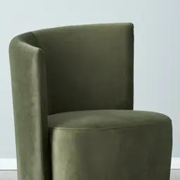 Reina Asymmetrical Olive Green Velvet Chair - Brushed Champagne Gold Stainless Steel Legs Left Apex