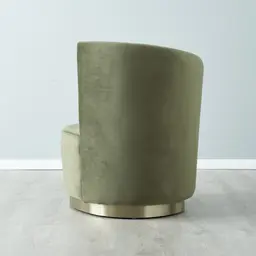 Reina Asymmetrical Olive Green Velvet Chair - Brushed Champagne Gold Stainless Steel Legs Left Apex