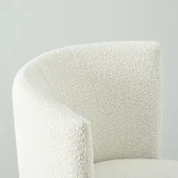 Reina Asymmetrical Cream Boucle Chair - Black Metal Legs Left Apex