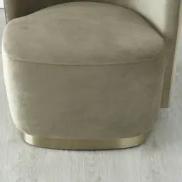 Reina Asymmetrical Beige Velvet Chair - Brushed Champagne Gold Stainless Steel Legs Right Apex
