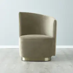 Reina Asymmetrical Beige Velvet Chair - Brushed Champagne Gold Stainless Steel Legs Right Apex