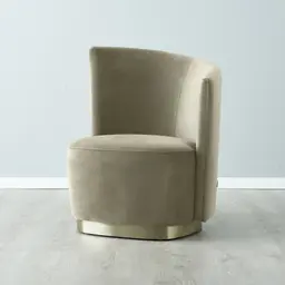 Reina Asymmetrical Beige Velvet Chair - Brushed Champagne Gold Stainless Steel Legs Right Apex