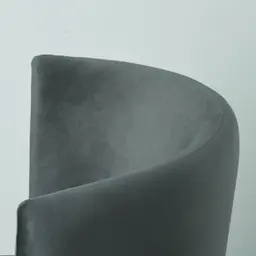 Reina Asymmetrical Charcoal Velvet Chair - Brushed Black Nickel Stainless Steel Legs Right Apex