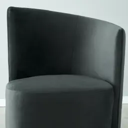 Reina Asymmetrical Charcoal Velvet Chair - Brushed Black Nickel Stainless Steel Legs Right Apex