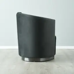 Reina Asymmetrical Charcoal Velvet Chair - Brushed Black Nickel Stainless Steel Legs Right Apex