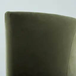 Reina Asymmetrical Olive Green Velvet Chair - Brushed Champagne Gold Stainless Steel Legs Right Apex