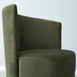 Reina Asymmetrical Olive Green Velvet Chair - Brushed Champagne Gold Stainless Steel Legs Right Apex