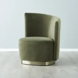 Reina Asymmetrical Olive Green Velvet Chair - Brushed Champagne Gold Stainless Steel Legs Right Apex
