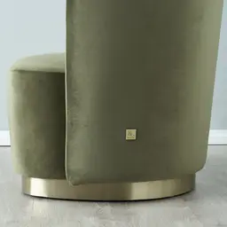 Reina Asymmetrical Olive Green Velvet Chair - Brushed Champagne Gold Stainless Steel Legs Right Apex