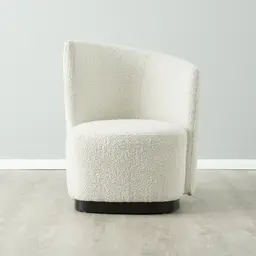 Reina Asymmetrical Cream Boucle Chair - Black Metal Legs Right Apex