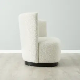 Reina Asymmetrical Cream Boucle Chair - Black Metal Legs Right Apex
