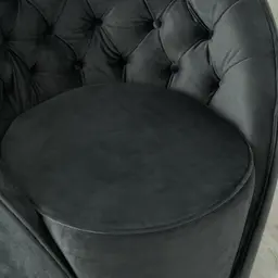 Sonja Charcoal Velvet Occasional Chair - Brushed Black Nickel Stainless Steel Legs