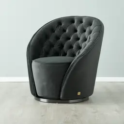 Sonja Charcoal Velvet Occasional Chair - Brushed Black Nickel Stainless Steel Legs