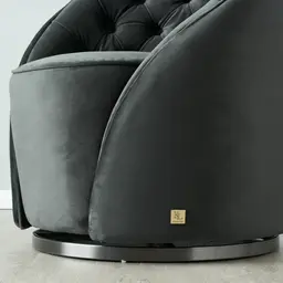 Sonja Charcoal Velvet Occasional Chair - Brushed Black Nickel Stainless Steel Legs