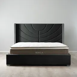 Gertrude Charcoal Velvet King Bed - Brushed Black Nickel Stainless Steel Frame