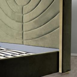 Gertrude Olive Green Velvet King Bed - Brushed Champagne Gold Stainless Steel Frame