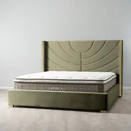 Gertrude Olive Green Velvet King Bed - Brushed Champagne Gold Stainless Steel Frame