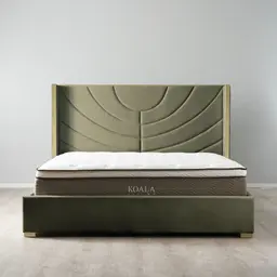 Gertrude Olive Green Velvet King Bed - Brushed Champagne Gold Stainless Steel Frame