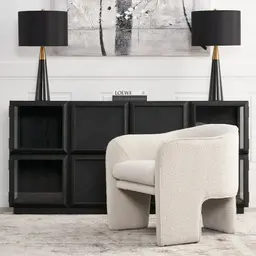 Nadia Black Marble Table Lamp - Black Fabric Lamp Shade