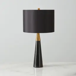 Nadia Black Marble Table Lamp - Black Fabric Lamp Shade