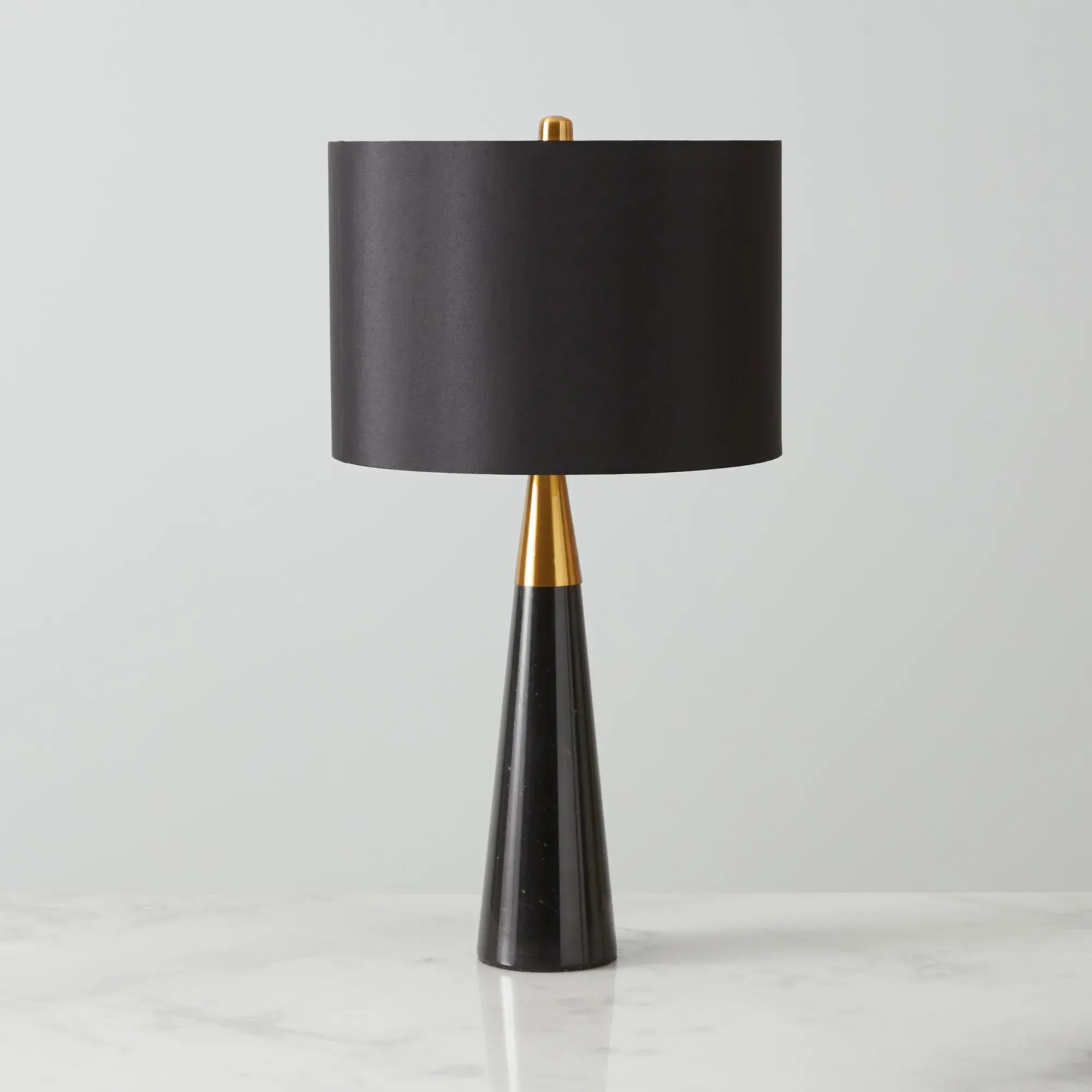Nadia Black Marble Table Lamp - Black Fabric Lamp Shade