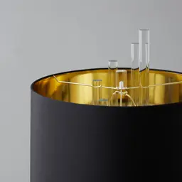 Cassy Brushed Graphite Floor Lamp - Black Fabric Lamp Shade