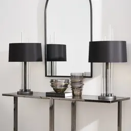 Cassy Brushed Graphite Table Lamp - Black Fabric Lamp Shade